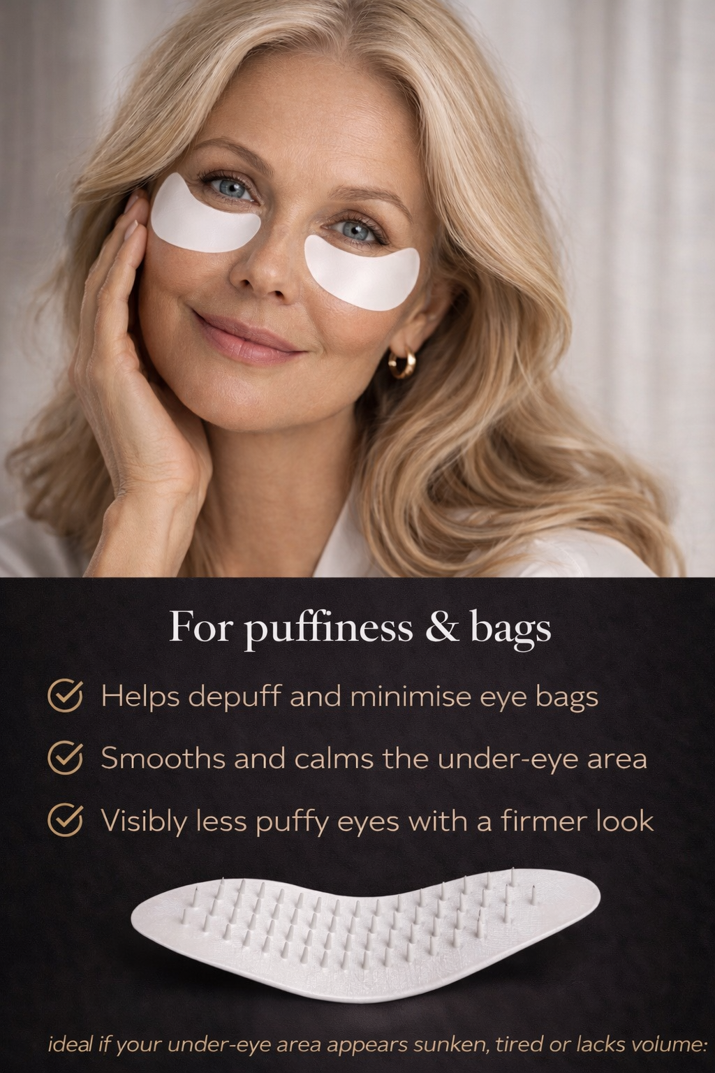 How does the microneedle patch work under the eyes?